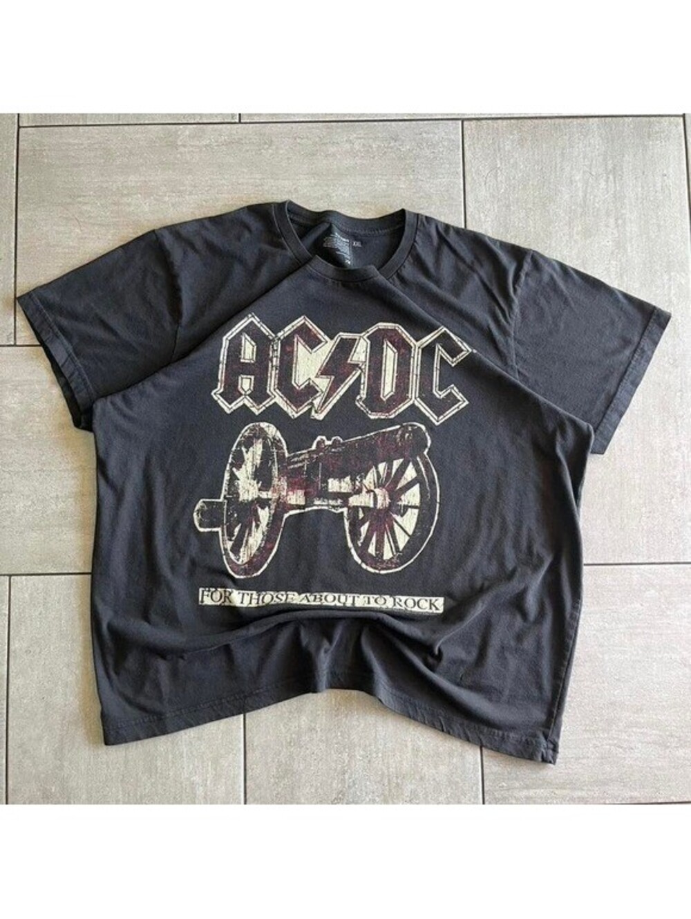 Black 00s AC/DC For Those About To Rock cotton t-shirt